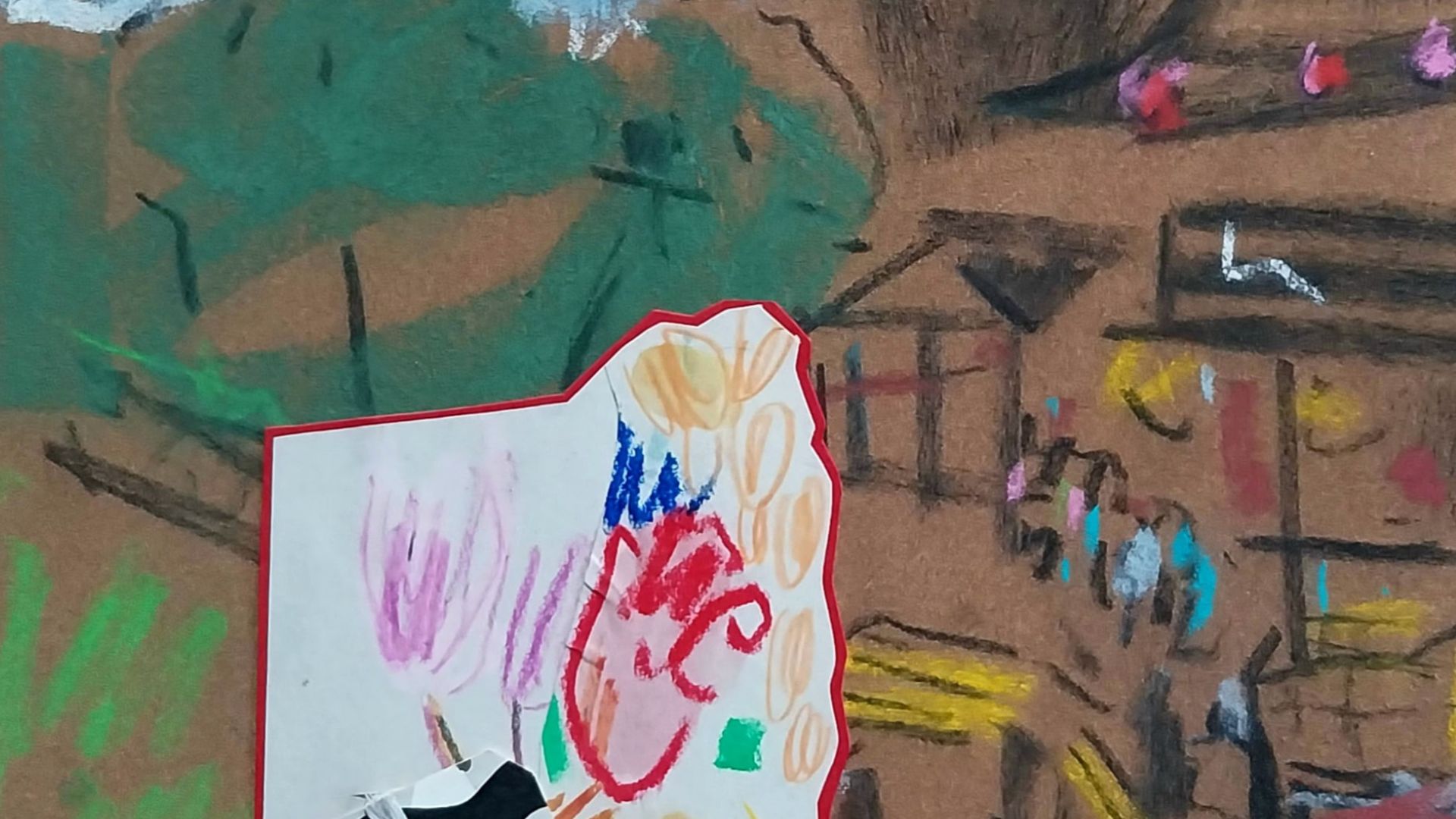 paysage abstrait pastel et collage