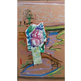 paysage abstrait pastel et collage
