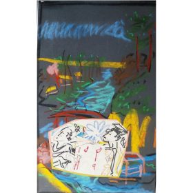 paysage abstrait pastel et collage