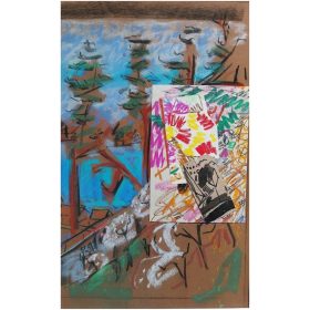 paysage abstrait pastel et collage