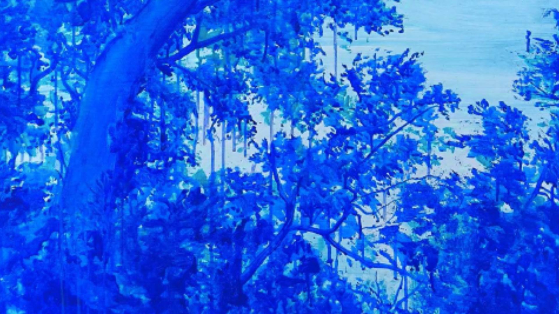 peinture des arbres en bleu