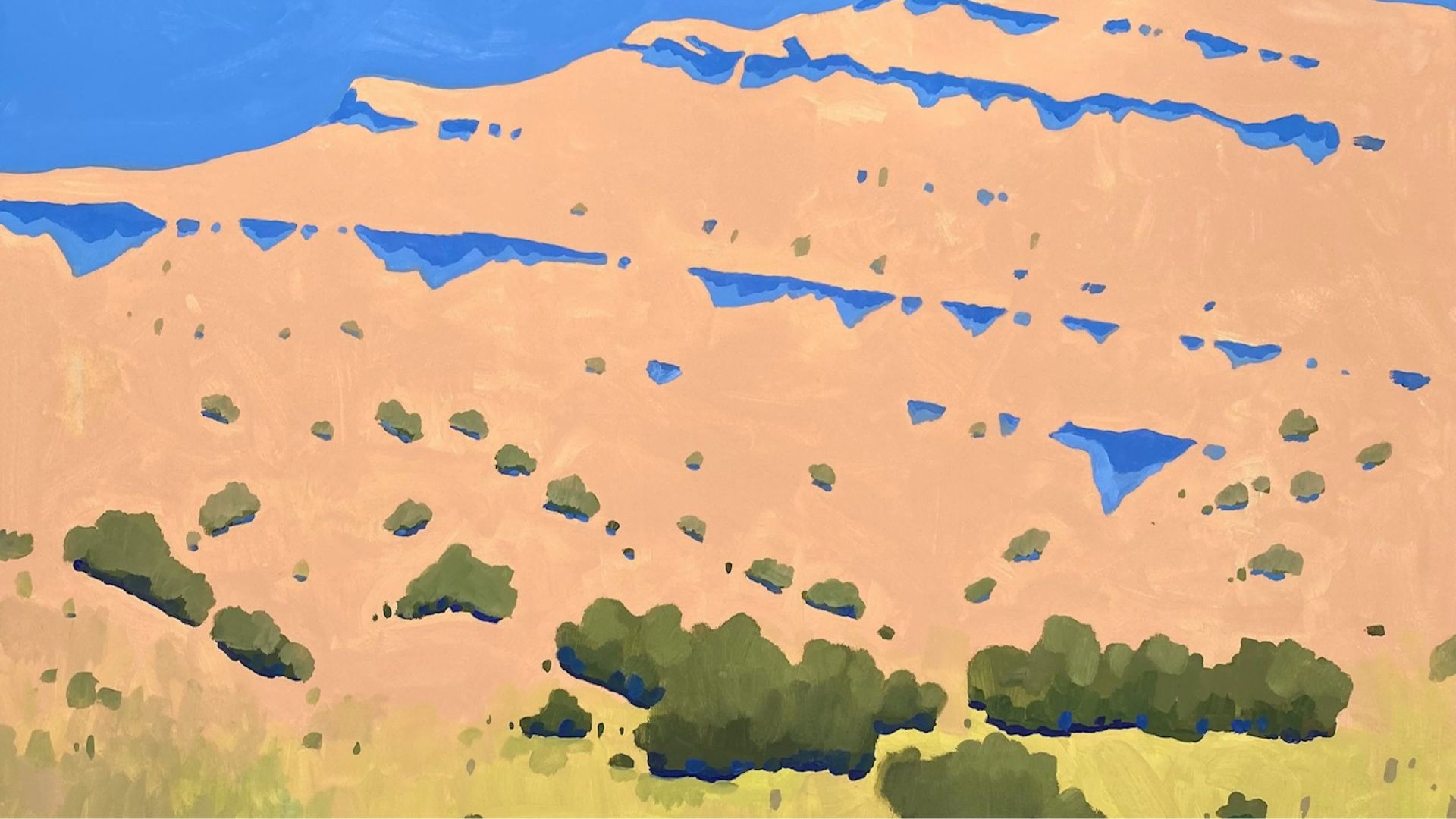 paysage avec montagne rose