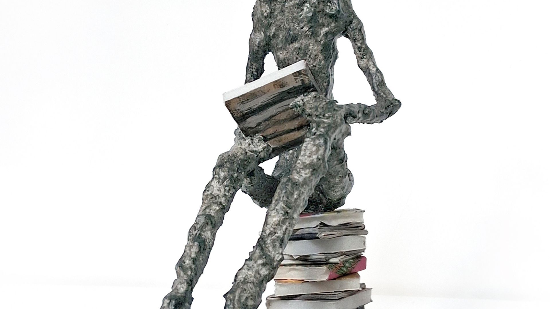 sculpture animalière avec des livres