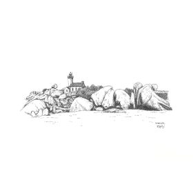 dessin d'un paysage avec phare
