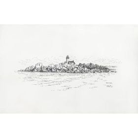 dessin d'un paysage avec phare