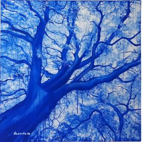 peinture des arbres en bleu