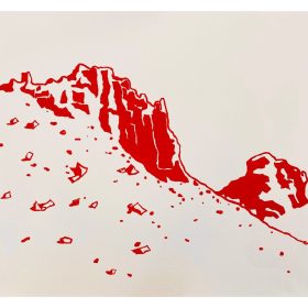 Dessin rouge de montagne