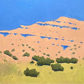 paysage avec montagne rose