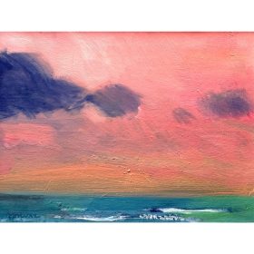 coucher de soleil avec nuages rose