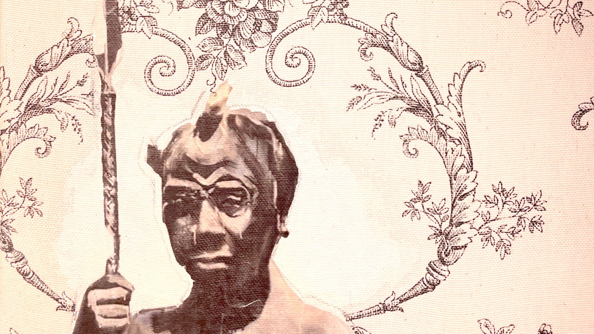 Toile de Jouy représentant un guerrier Bantu