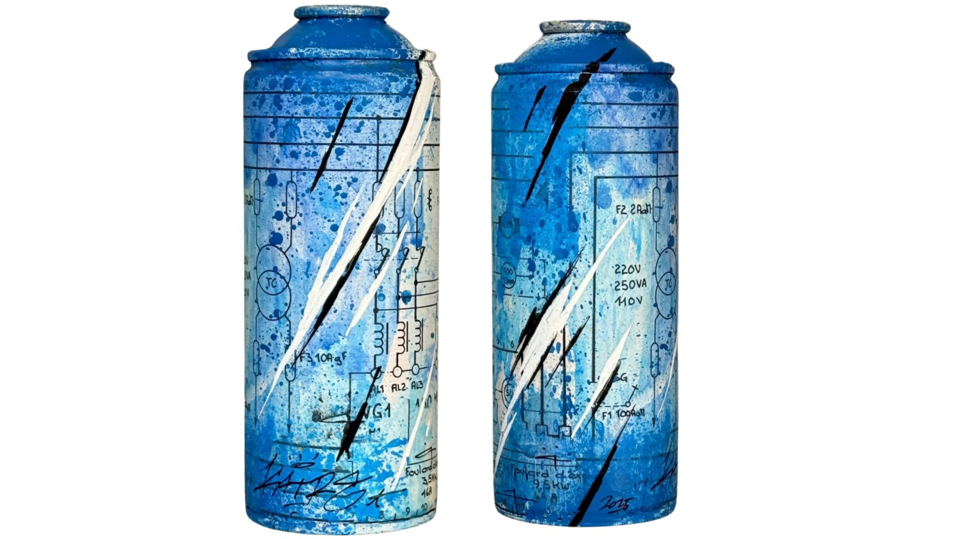 Bombe aérosol peinte à l'acrylique, marqueur