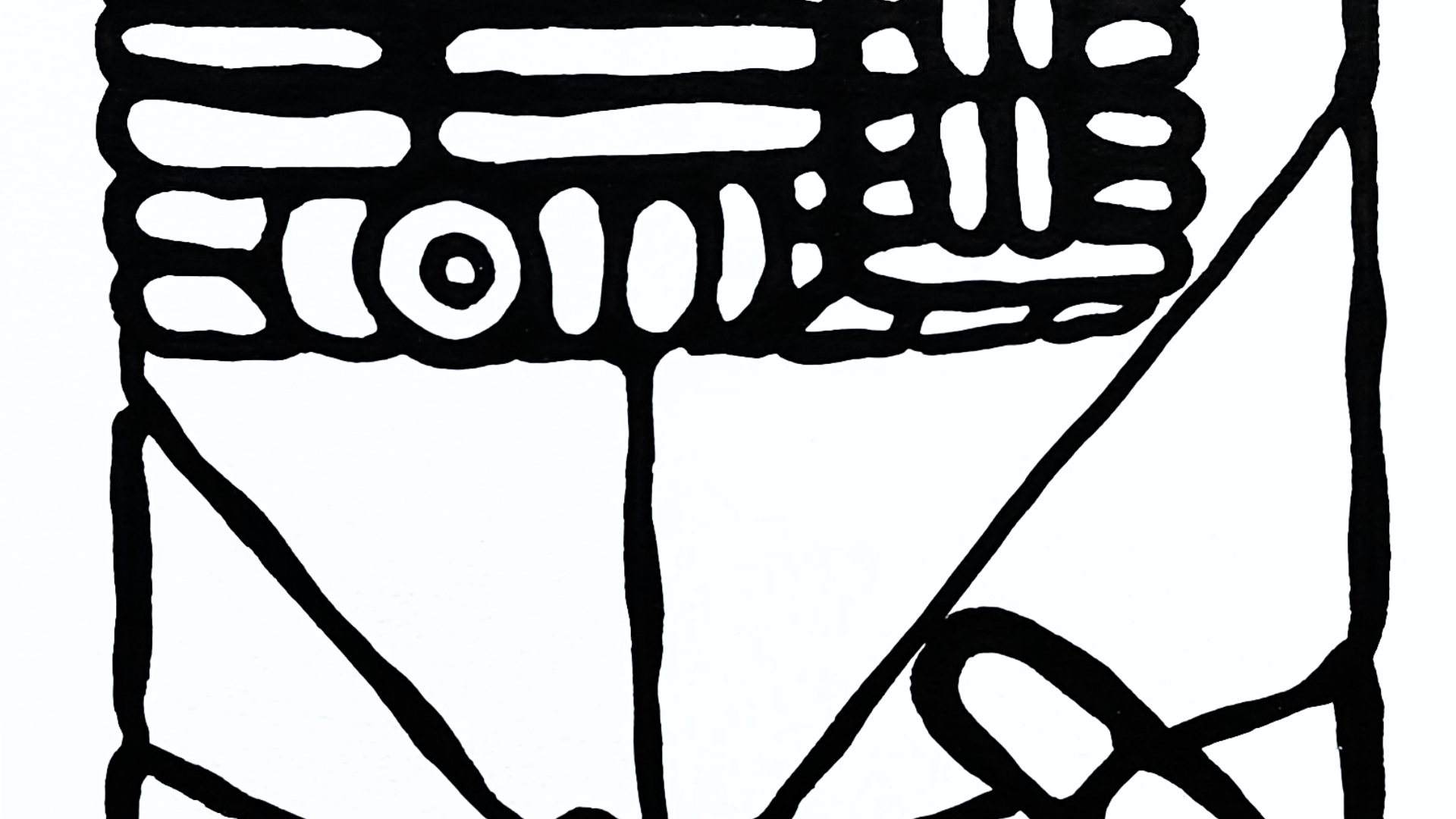 Œuvre sur papier noir et blanc avec un cœur rouge