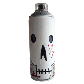 Bombe peinte à l'acrylique et posca, d'un personnage