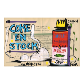 Posca et acrylique sur carte ancienne