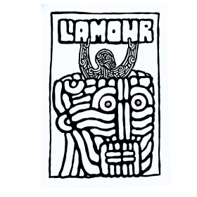 Œuvre sur papier noir et blanc avec un sigle "l'amour"