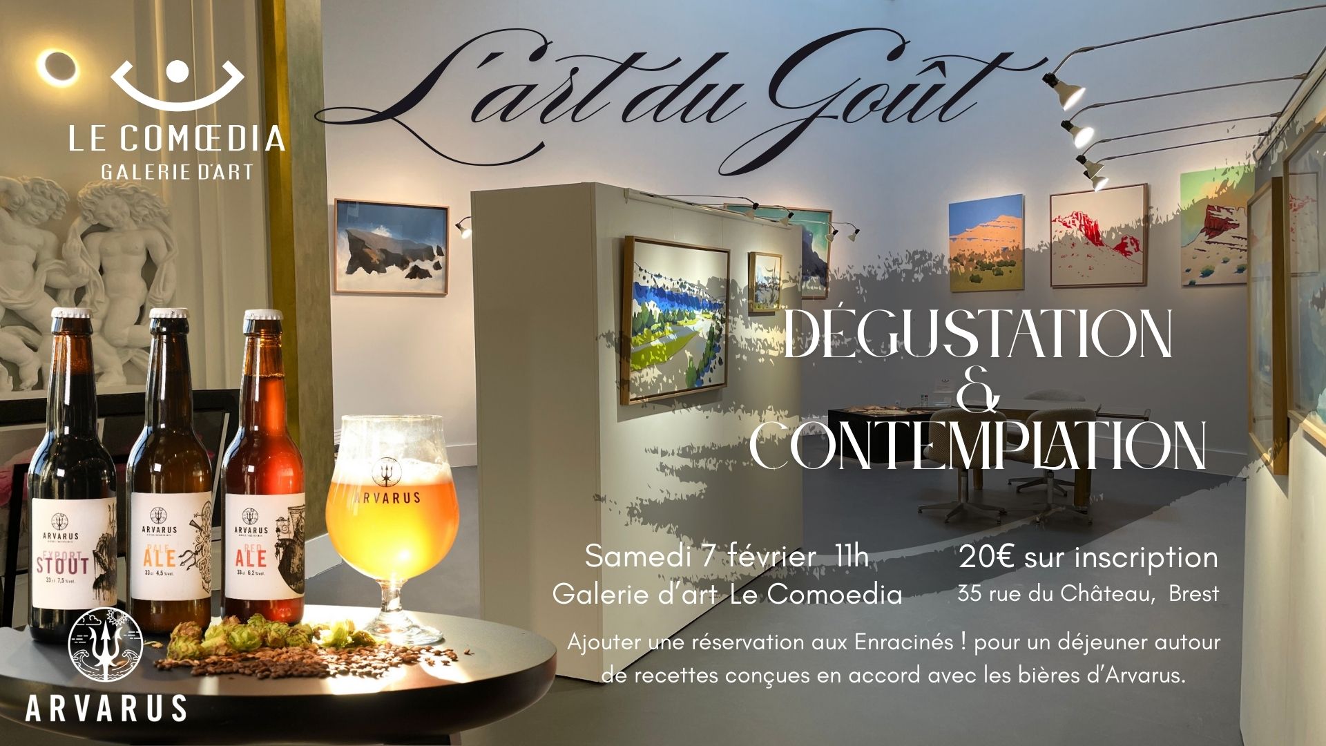 l'exposition Nature Double à la Galerie Le Comoedia avec les bières d'Arvarus