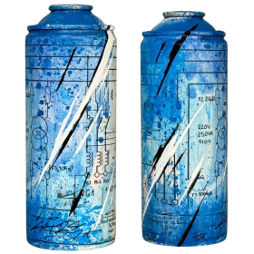 Bombe aérosol peinte à l'acrylique, marqueur