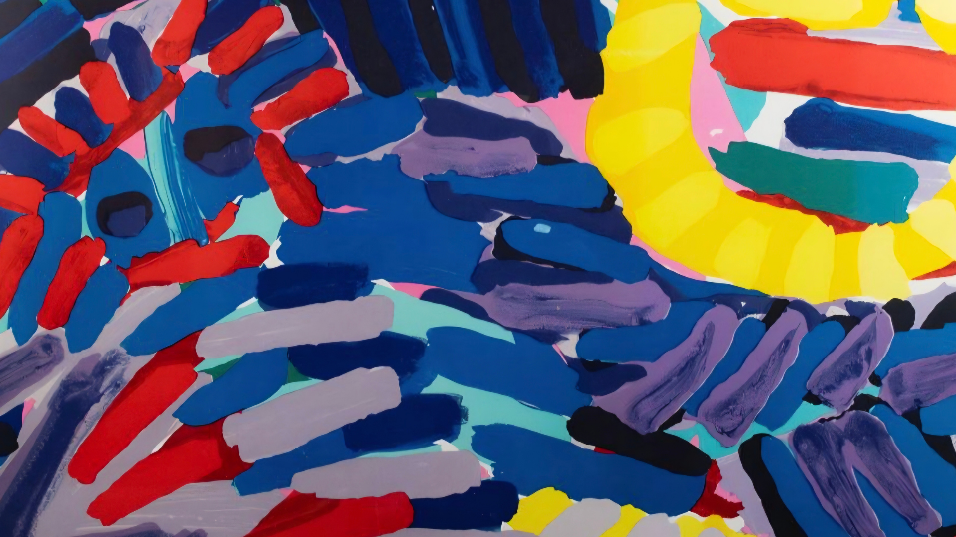 Animal bleu avec tête de soleil