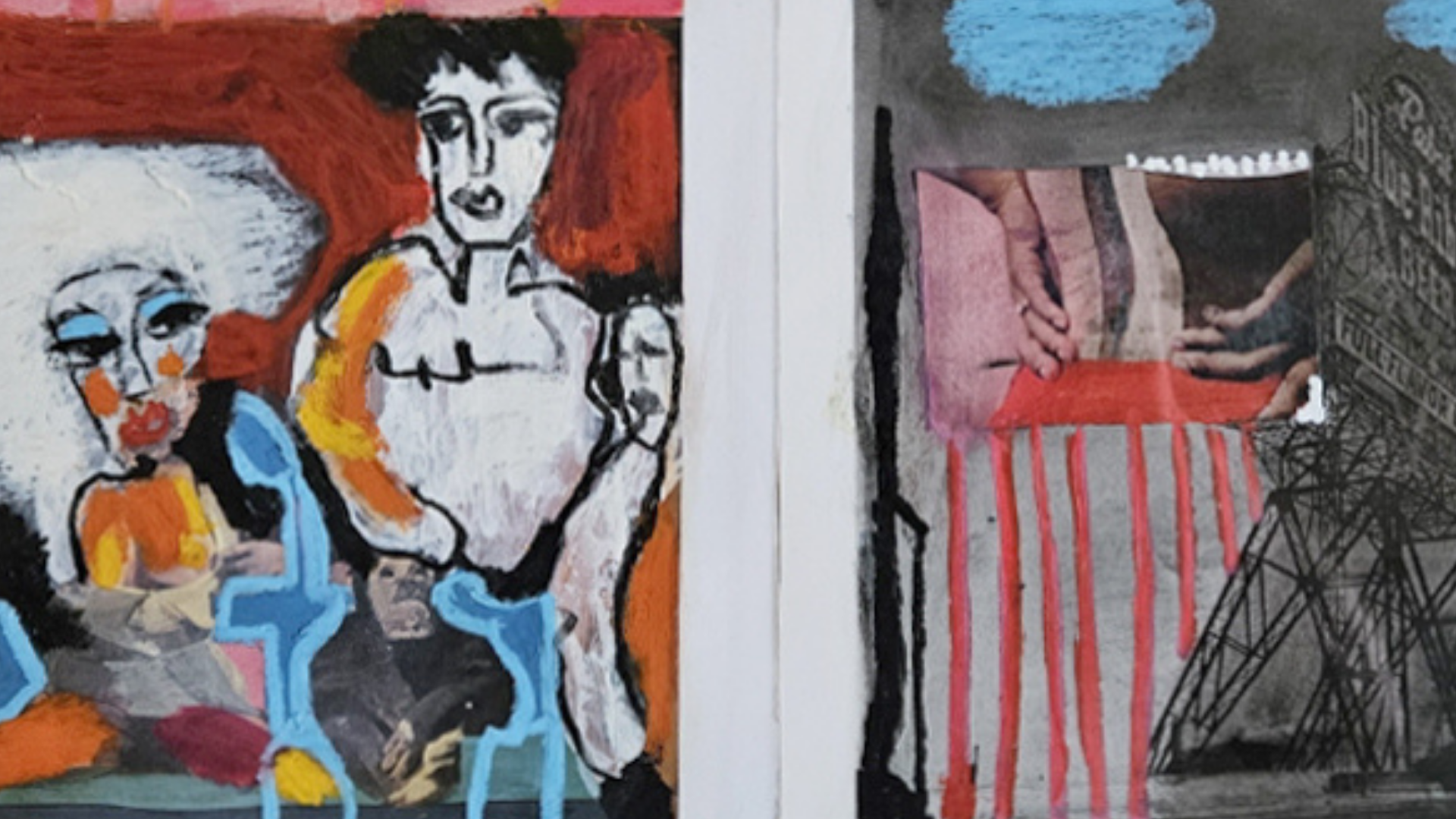 Duo d'œuvre, l'une avec deux figures et l'autre d'un paysage sombre