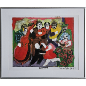 Plusieurs figures jouant à des instruments