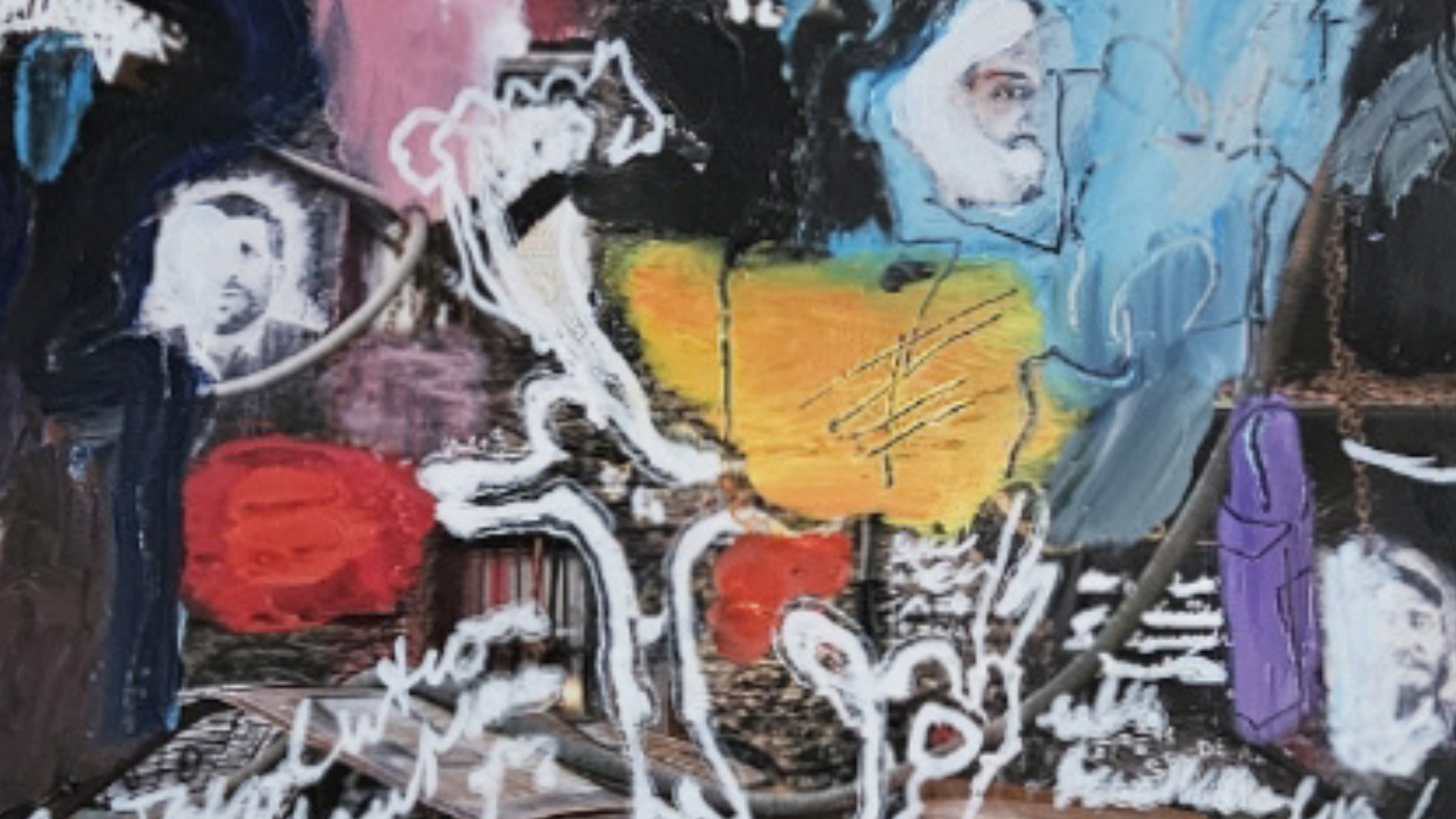 Oeuvre abstraite de plusieurs mélange de couleurs sur fond sombre