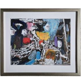 Oeuvre abstraite de plusieurs mélange de couleurs sur fond sombre