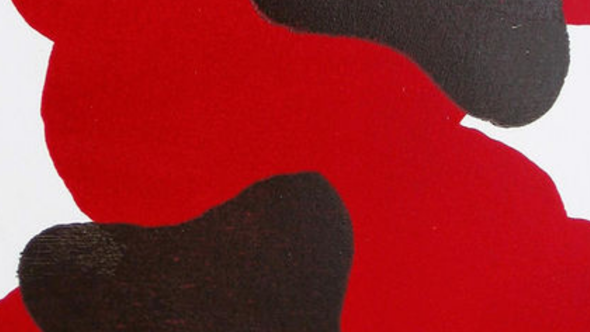Gravure avec des formes abstraites rouges et noirs