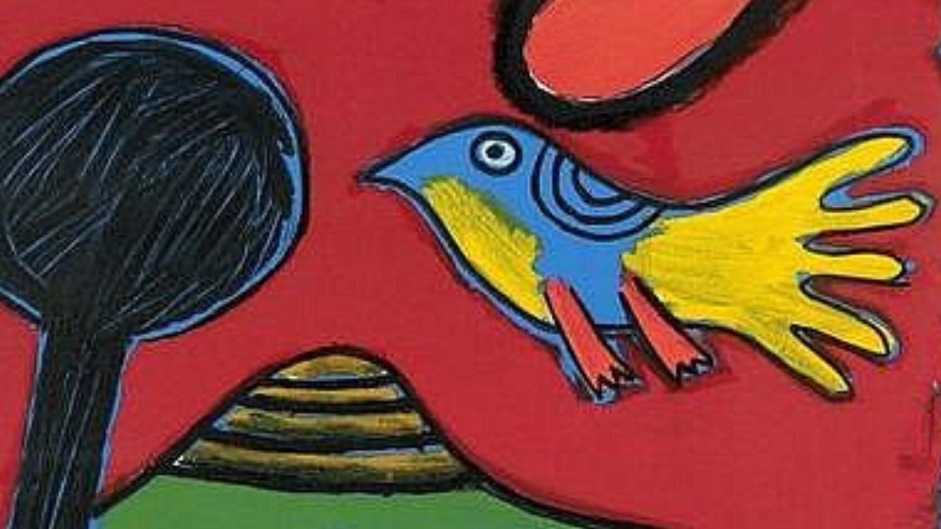 Impression colorée d'un oiseau et d'un chat