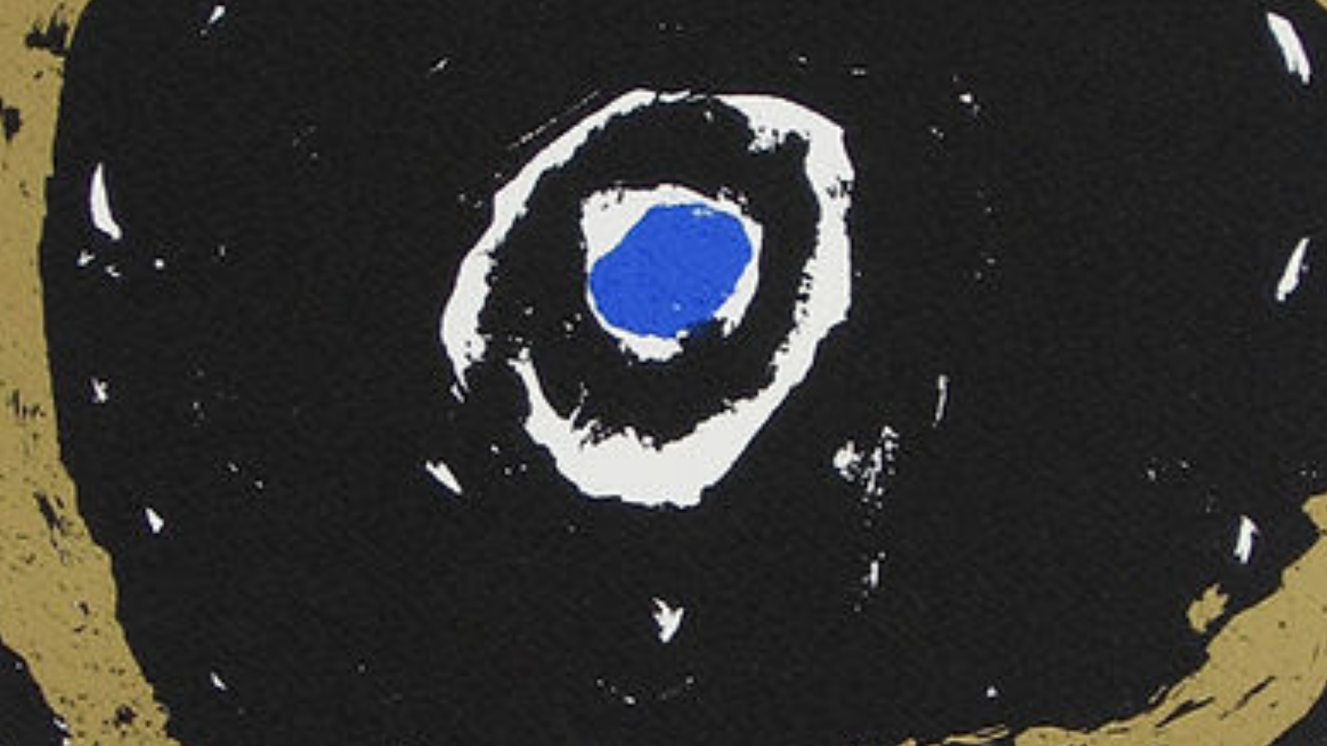 Impression de formes rondes, représentant une planète, principalement noire, sur un fond blanc.