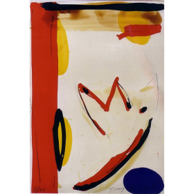 Lithographie avec des formes de couleur rouge, jaune et bleu