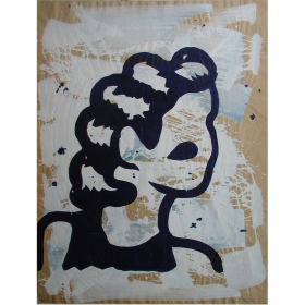 Gravure sur bois d'une tête de femme sans visage