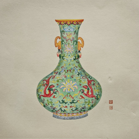 Vase chinois avec des motifs