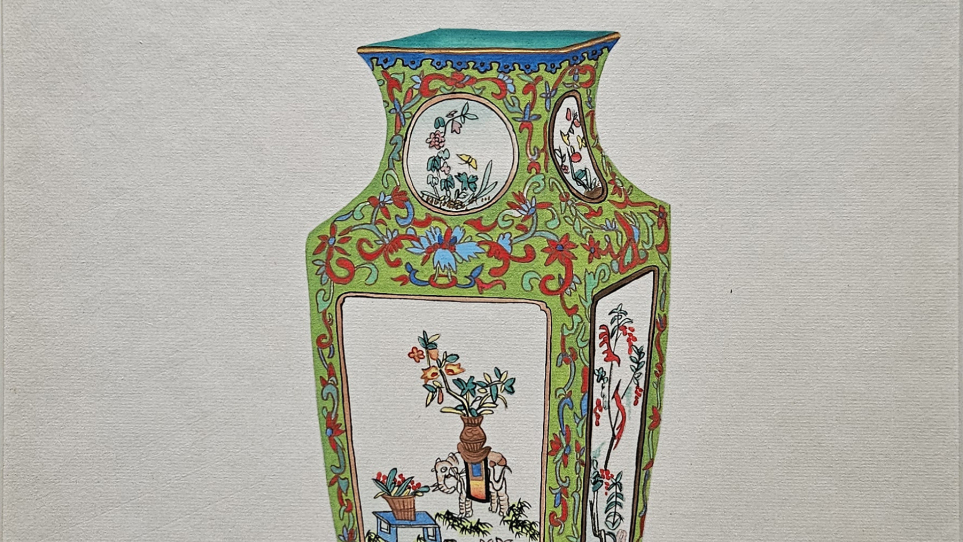 Vase chinois avec des motifs