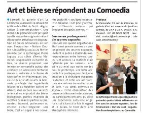 Le zythologue Pierre Leguay (à gauche) a présenté quatre bières artisanales en lien avec les œuvres exposées, lors de l’événement « L’Art du Goût : dégustation & contemplation », au Comoedia.